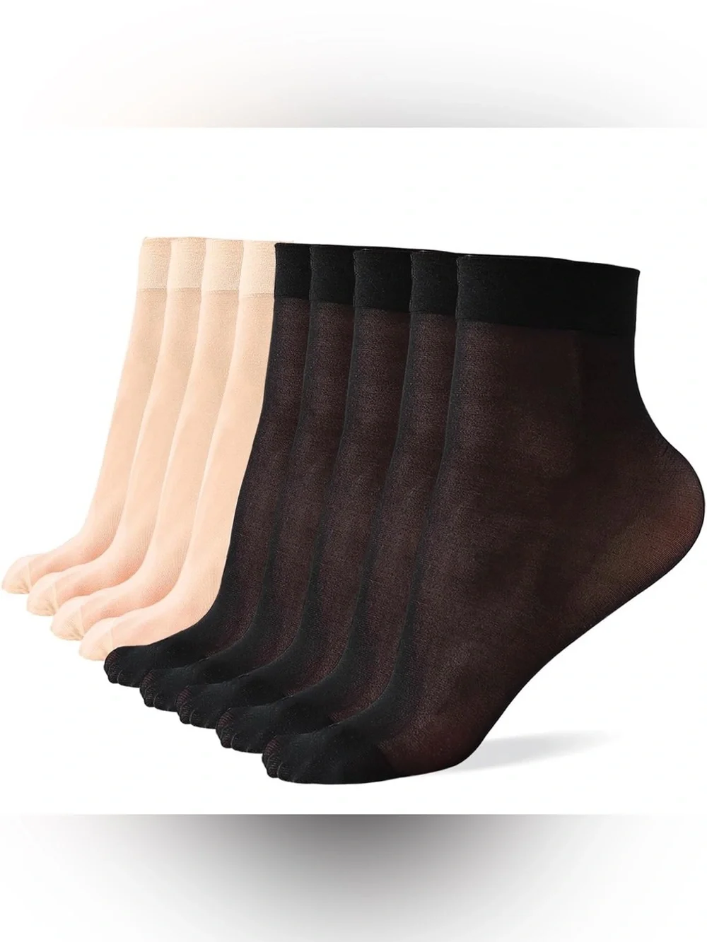 Ruby Runk  9 Pack Women's Sheer Nylon Ankle Socks Silky lightweight texture
